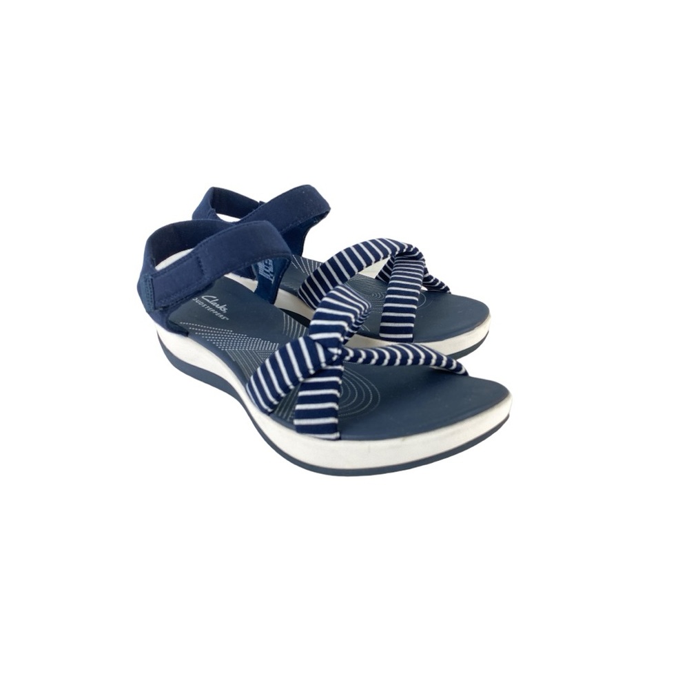 Clarks Women's Arla Gracie Navy Blue and White Sandals Size 12M